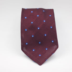 Cruciani & Bella 100% Silk Garza Fina Woven in Italy Unlined Hand rolled blades Burgundy, Blue and White Motif Handmade in Italy 8 cm x 150 cm
