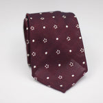 Cruciani & Bella 100% Silk Garza Fina Woven in Italy Unlined Hand rolled blades Burgundy and White Motif Handmade in Italy 8 cm x 150 cm