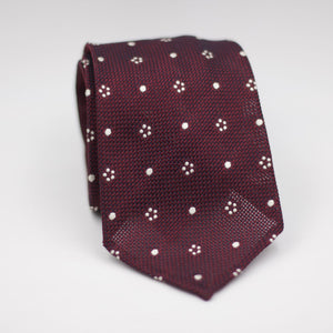 Cruciani & Bella 100% Silk Garza Fina Woven in Italy Unlined Hand rolled blades Burgundy and White Motif Handmade in Italy 8 cm x 150 cm