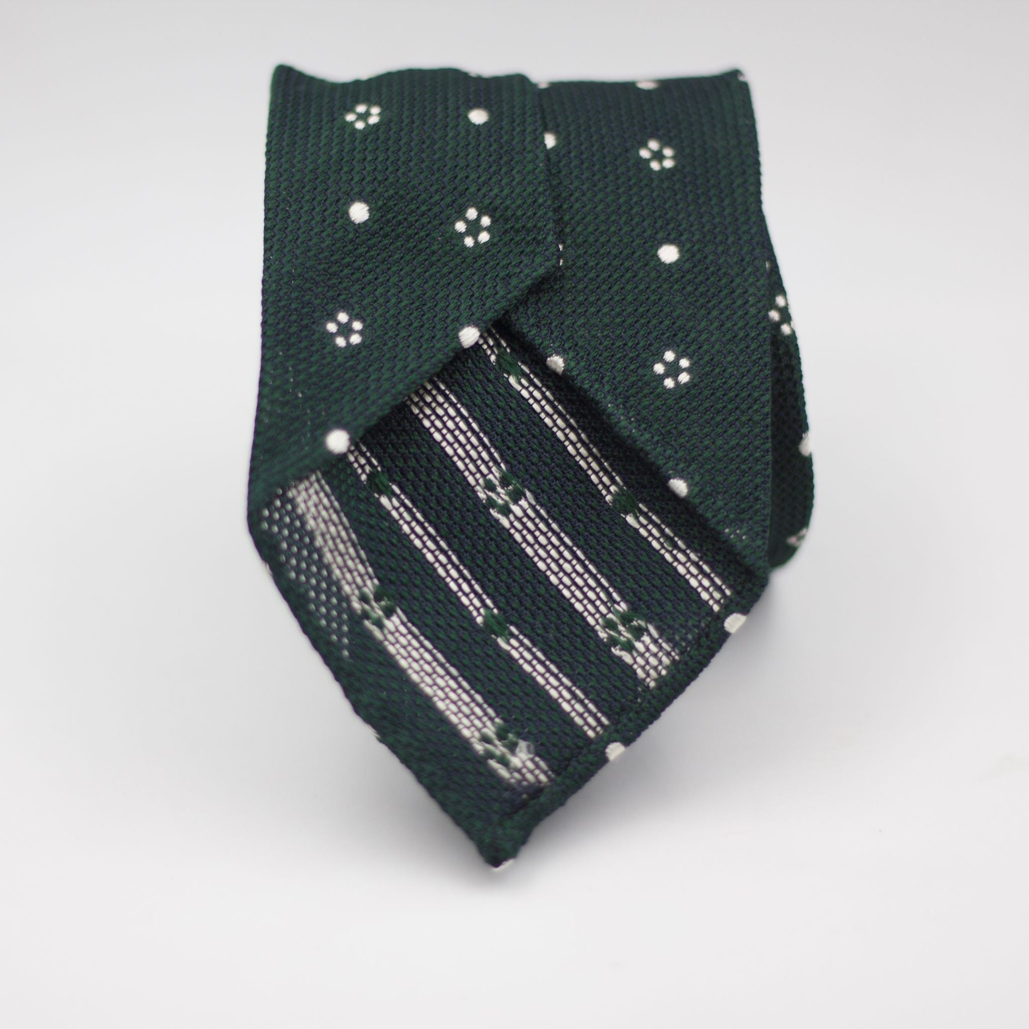 Cruciani & Bella 100% Silk Garza Fina Woven in Italy Unlined Hand rolled blades Forrest Green and White Motif  Handmade in Italy 8 cm x 150 cm