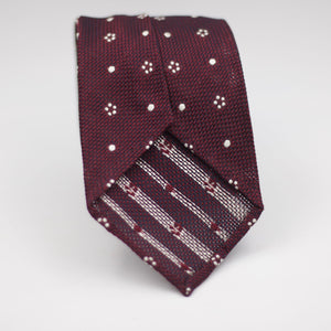 Cruciani & Bella 100% Silk Garza Fina Woven in Italy Unlined Hand rolled blades Burgundy and White Motif Handmade in Italy 8 cm x 150 cm