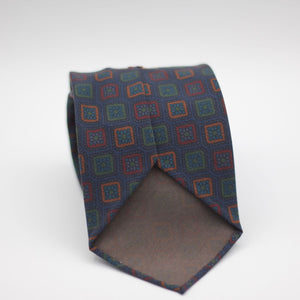 Cruciani & Bella  100% Printed Madder Silk  Italian fabric  Unlined tie Blue, Green, Red and Orange Motifs Handmade in Italy 8 cm x 150 cm #7246