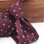 Cruciani & Bella 100% Silk Garza Fina Woven in Italy Unlined Hand rolled blades Burgundy and White Motif Handmade in Italy 8 cm x 150 cm