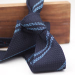 Cruciani & Bella 100% Silk Garza Grossa Woven in Italy Unlined Hand rolled blades Blue Navy and Light Blue Striped Handmade in Italy 8 cm x 150 cm