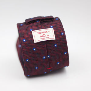 Cruciani & Bella 100% Silk Garza Fina Woven in Italy Unlined Hand rolled blades Burgundy, Blue and White Motif Handmade in Italy 8 cm x 150 cm
