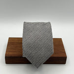 Drake's for Cruciani e Bella 60% Silk 40% Wool Tipped Light Grey Herringbone Motif Tie Handmade in London, England 8 cm x 150 cm #5474