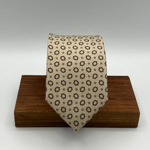 Drake's  -  Silk and Linen  - Beige and Light Brown Motif  Tie  #5382