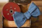 Noodles - Bow Ties - Cotton Denim - Light blue, white pin dots