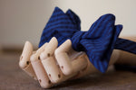Noodles - Bow Ties - Japanese Cotton - Navy blue and indigo stripes seersucker
