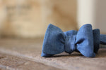 Noodles - Bow Ties - Cotton Denim - Light blue, white pin dots