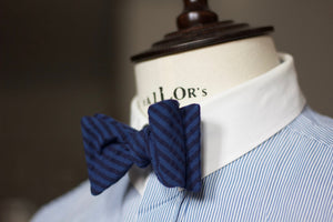Noodles - Bow Ties - Japanese Cotton - Navy blue and indigo stripes seersucker