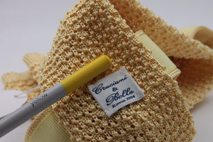 Cruciani & Bella 100%  Knitted Silk Egg Yolk Yellow  tie Handmade in Italy 6 cm x 145 cm