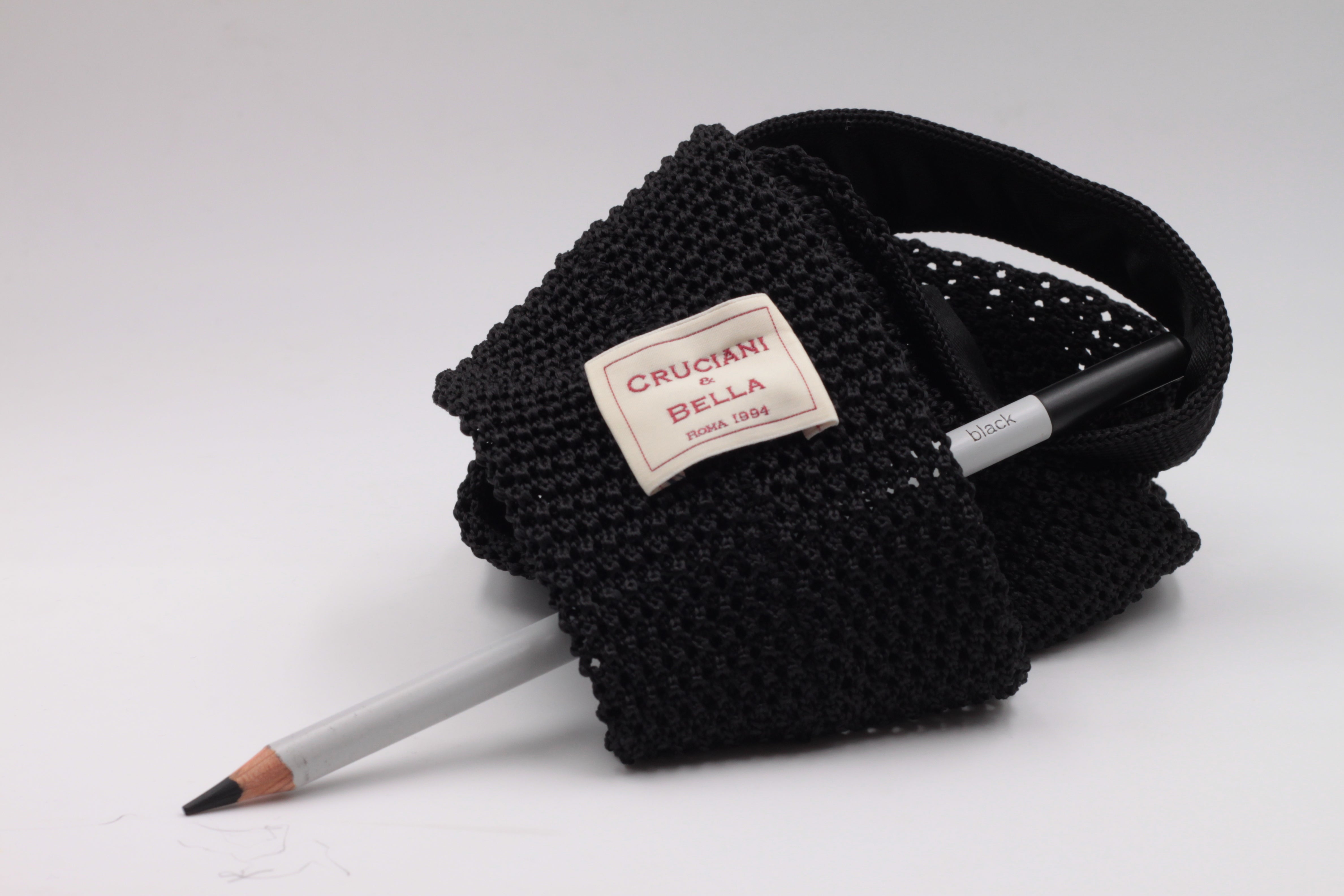 Black knitted tie