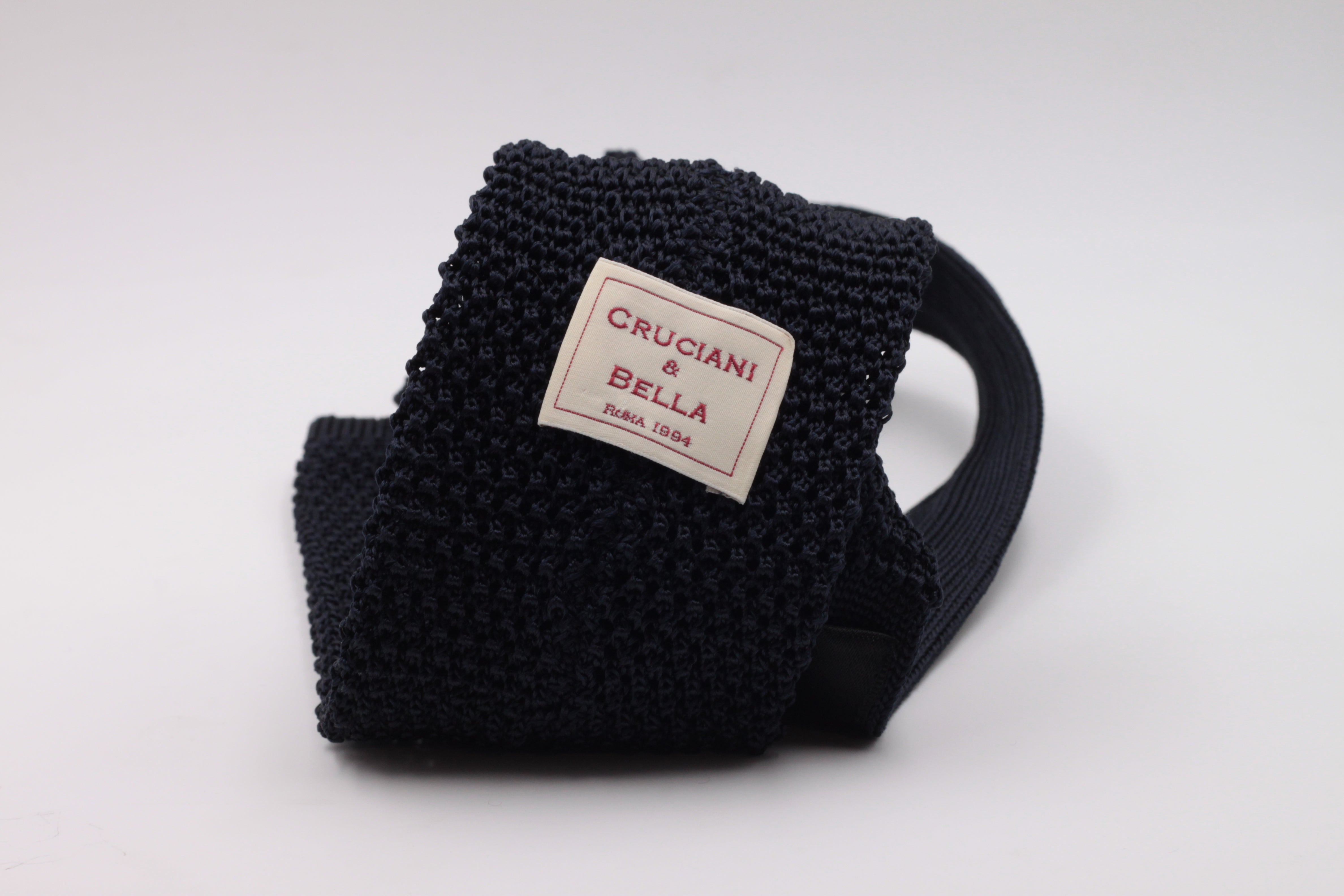 Navy blue knitted tie