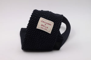 Navy blue knitted tie