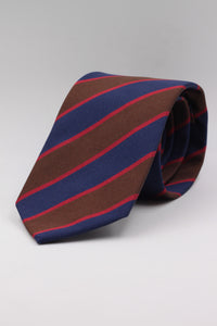 Brown, Navy blue and red stripe tie