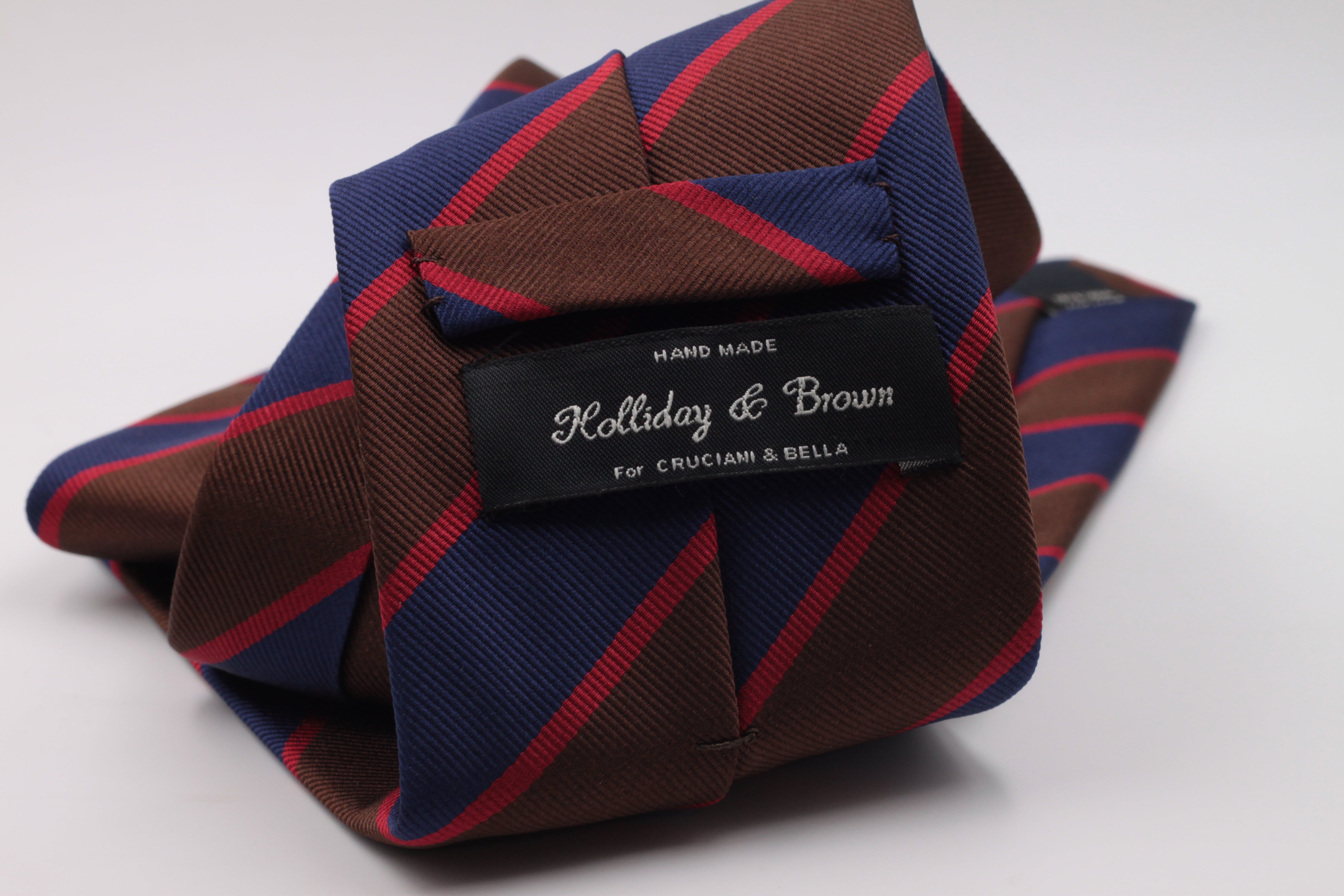 Brown, Navy blue and red stripe tie