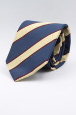 Navy blue, Yellow and Burgundy stripe tie