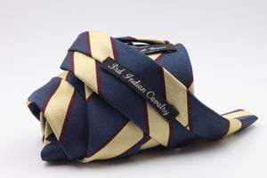 Navy blue, Yellow and Burgundy stripe tie