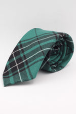 Green, black and white tartan  tie