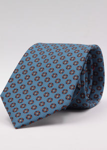 Royal blue, blue navy and orange motif tie