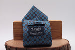 Royal blue, blue navy and orange motif tie