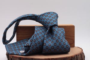 Royal blue, blue navy and orange motif tie