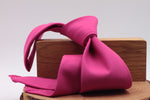 100% Super 140's Worsted Wool Gabardine 9 oz Unlined Hand rolled blades Electric  pink tie Handmade in Rome, Italy 8 cm x 150 cm