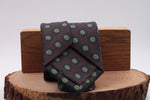 Brown, light green and dark blue medallion tie