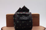 Brown, light green and dark blue medallion tie