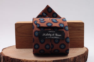 Hazel, burgundy and turquoise medallions tie