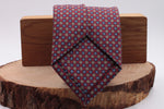 Burgundy, white and turquoise floral motif tie
