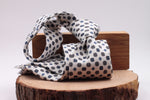 White, royal blue and grey motif tie