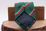 Holliday & Brown for Cruciani & Bella 100% Silk Jacquard  Regimental " Royal Marine Light Infantry" Green, Yellow and Burgundy stripe tie Handmade in Italy 8 cm x 150 cm