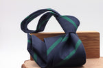 Holliday & Brown for Cruciani & Bella 100% Silk Jacquard  "Leinster Regiment" Navy blue  and green stripe tie Handmade in Italy 8 cm x 150 cm