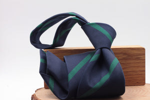 Holliday & Brown for Cruciani & Bella 100% Silk Jacquard  "Leinster Regiment" Navy blue  and green stripe tie Handmade in Italy 8 cm x 150 cm