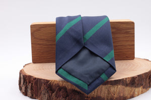 Holliday & Brown for Cruciani & Bella 100% Silk Jacquard  "Leinster Regiment" Navy blue  and green stripe tie Handmade in Italy 8 cm x 150 cm