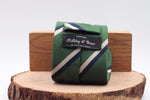 Holliday & Brown for Cruciani & Bella 100% Silk Jacquard  Regimental "Queen's Own Highlanders"  Green, navy blue and ivory stripe tie Handmade in Italy 8 cm x 150 cm