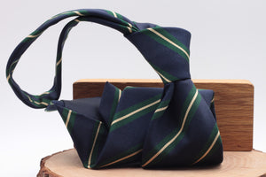 Holliday & Brown for Cruciani & Bella 100% Silk Jacquard  Regimental "5th Lancers" Blu navy, Green and Ivory stripe tie Handmade in Italy 8 cm x 150 cm