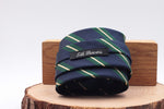 Holliday & Brown for Cruciani & Bella 100% Silk Jacquard  Regimental "5th Lancers" Blu navy, Green and Ivory stripe tie Handmade in Italy 8 cm x 150 cm