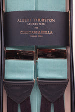 Albert Thurston for Cruciani & Bella Made in England Adjustable Sizing 40 mm Woven Barathea  Sea water plain Braces Braid ends Y-Shaped Nickel Fittings Size: XL