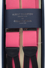 Albert Thurston for Cruciani & Bella Made in England Adjustable Sizing 35 mm elastic pink plain braces Braid ends Y-Shaped Nickel Fittings Size: L