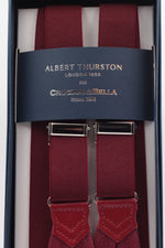 Albert Thurston for Cruciani & Bella Made in England Adjustable Sizing 25 mm elastic braces Burgundy plain Braid ends Y-Shaped Nickel Fittings Size: L