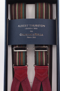 Albert Thurston for Cruciani & Bella Made in England Adjustable Sizing 25 mm elastic braces Brown multiple colors Braid ends Y-Shaped Nickel Fittings Size: L