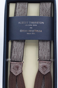 Albert Thurston for Cruciani & Bella Made in England Adjustable Sizing 25 mm elastic braces Brown melange Braid ends Y-Shaped Nickel Fittings Size: L