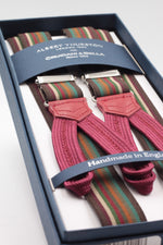 Albert Thurston for Cruciani & Bella Made in England Adjustable Sizing 25 mm elastic braces Brown multiple colors Braid ends Y-Shaped Nickel Fittings Size: L