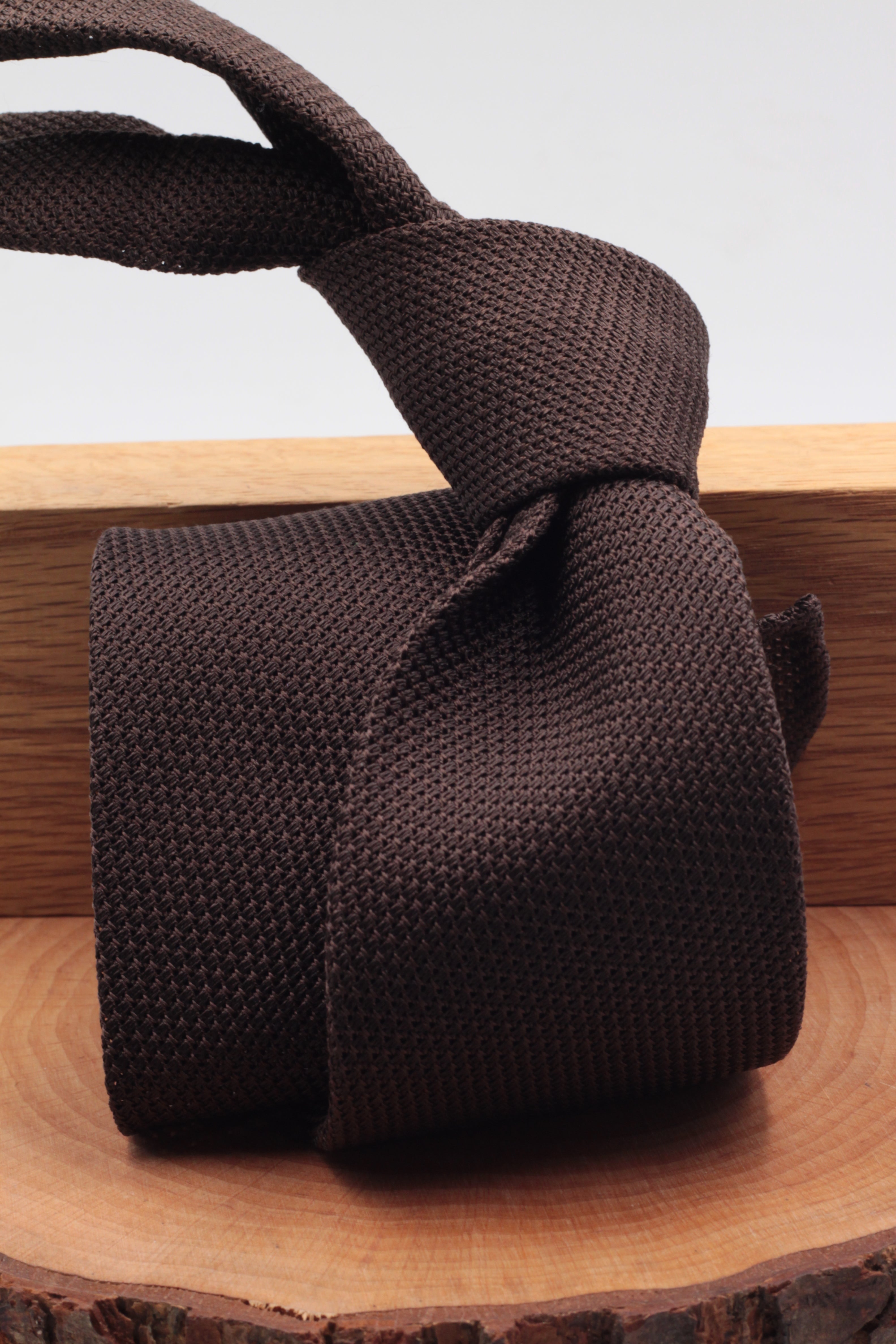 100% Silk Grenadine Garza Fina Woven in Italy Unlined Brown plain  tie Handmade in Italy 8 cm x 150 cm