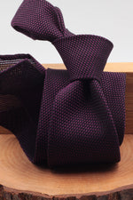100% Silk Grenadine Garza Fina Woven in Italy Unlined Purple and black plain  tie Handmade in Italy 8 cm x 150 cm