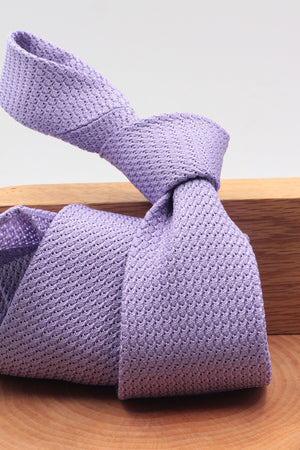 100% Silk Grenadine Garza Grossa Woven in Italy Unlined Lilac plain tie Handmade in Italy 8 cm x 150 cm