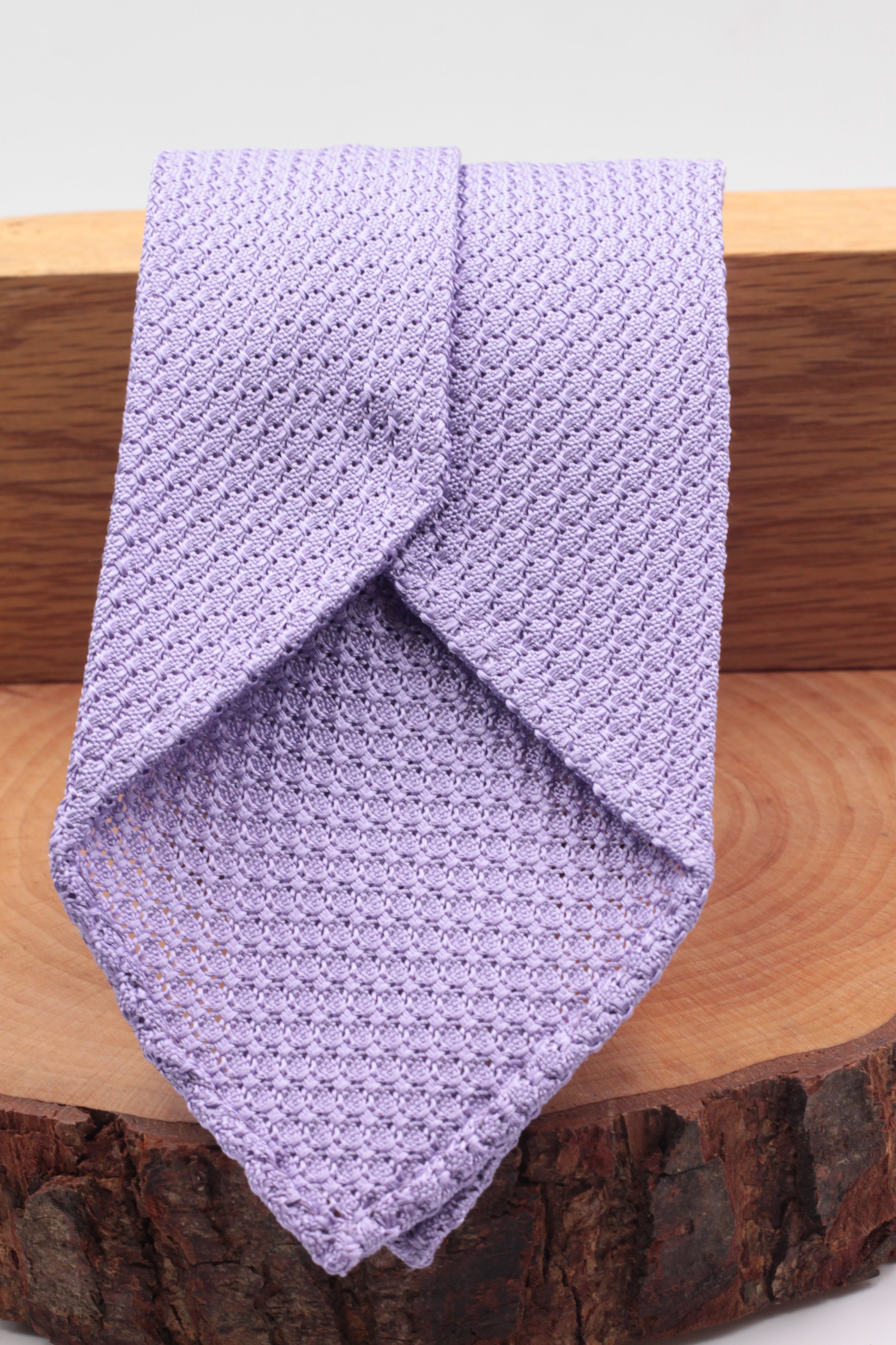 100% Silk Grenadine Garza Grossa Woven in Italy Unlined Lilac plain tie Handmade in Italy 8 cm x 150 cm